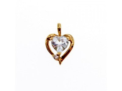10K Yellow Gold Aquamarine & Diamond "Heart" Pendant