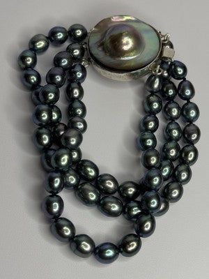 925 Sterling Silver Unique Bracelet Freshwater Pearls Lenght 8 Inch