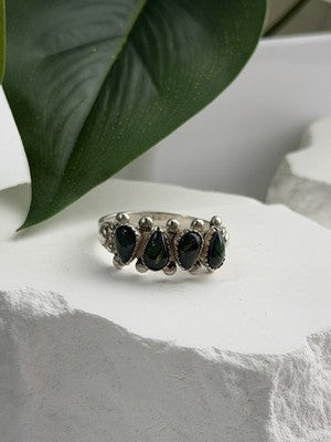 Vintage 925 Sterling Silver Green Paua Shell Ring Size 10