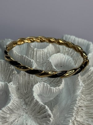 Bangle 925 Sterling Silver Gold Plated Onyx Bracelet