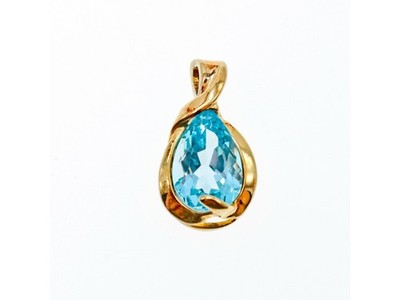 925 Sterling Silver Gold Plated Blue Spinel Pendant