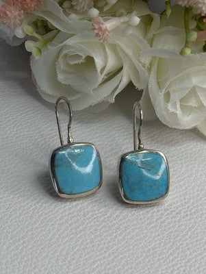 925 Sterling Silver Larimar Earrings Length 1.13 Inch