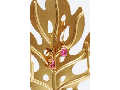 925 Sterling Silver Gold Plated Pink Topaz & Goshenite Earrings