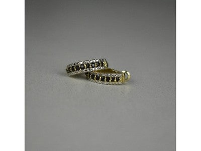 925 Sterling Silver Gold Plated Black Spinel Earrings