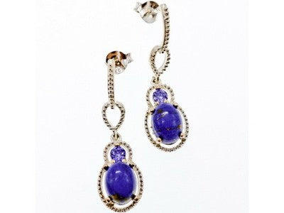 925 Sterling Silver Sodalite & Amethyst Earrings