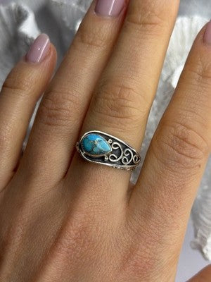 Unique Design 925 Sterling Silver Turquoise Ring Adjustable