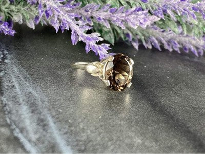 925 Sterling Silver Hessonite Ring Size 6.5