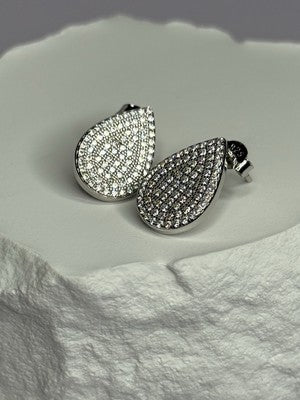 925 Sterling Silver Drop CZ Earrings Length 0.65 Inch