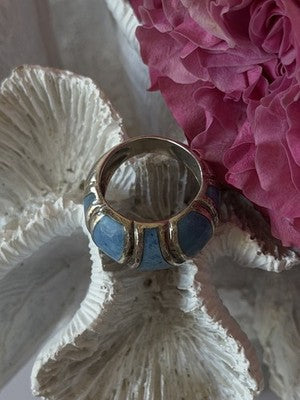 925 Sterling Silver Sodalite Ring Size 6.5