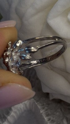 Vintage Delicate Flower Nature 925 Sterling Silver Ring Size 7.5