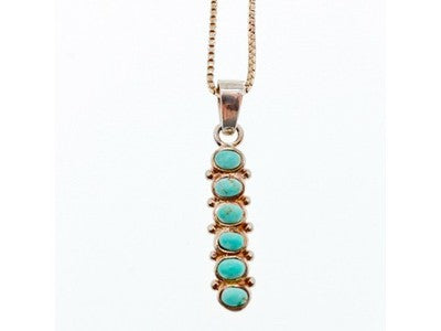 925 Sterling Silver Turquoise Chain With Pendant Italy