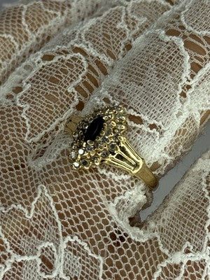 14K Yellow Gold Sapphire & Diamonds Ring Size 9