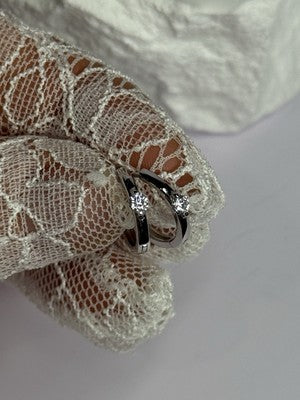 925 Sterling Silver Minimalist CZ Earrings Length 0.5 Inch