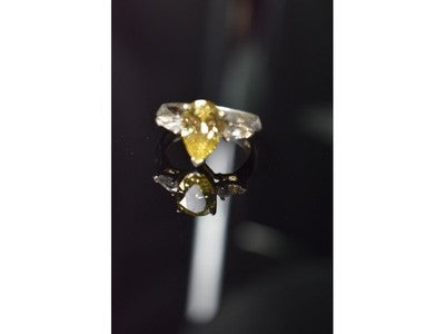 925 Sterling Silver Yellow CZ Ring Size 10.5