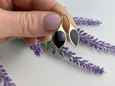 925 Sterling Silver Gold Plated Enamel Earrings