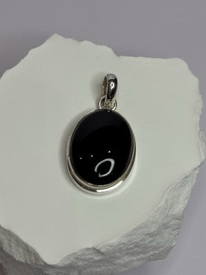 925 Sterling Silver Black Onyx Pendant Length 1.7 Inch