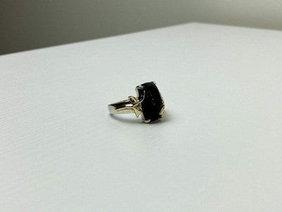 925 Sterling Silver Gold Plated Black Onyx Ring Size 8.5