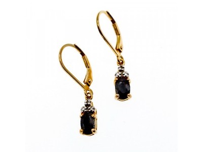925 Sterling Silver Gold Plated Sapphires Earrings