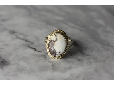 Vintage 925 Sterling Silver Moss Agate Ring Size 5.5