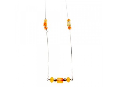 925 Sterling Silver Amber Necklace 33.4 in