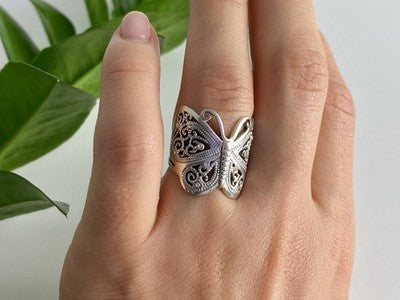 925 Sterling Silver CZ "Butterfly" Ring Size 6.5