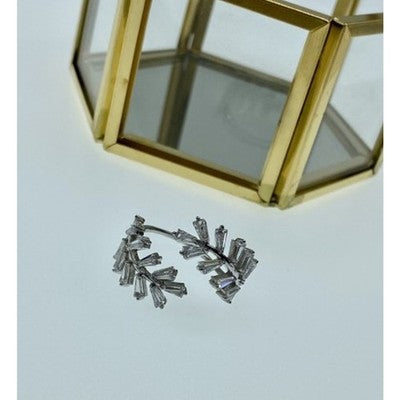 925 Sterling Silver CZ "Foliage" Ring Size 6.5 (Adjustable)
