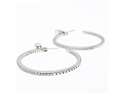 925 Sterling Silver CZ Hoop Earrings