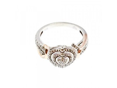 925 Sterling Silver CZ "Heart" Ring Size 7