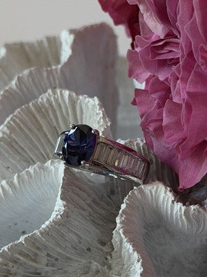 925 Sterling Silver Tourmaline & Beryl Ring Size 8