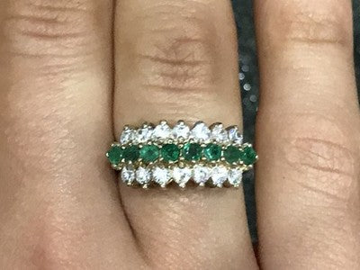 925 Sterling Silver White & Green CZ Ring Size 6.5