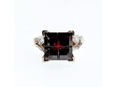 925 Sterling Silver Spessartine & Goshenite Ring Size 6.5