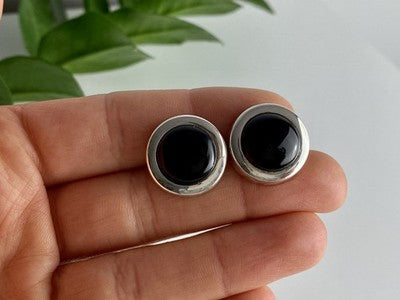 925 Sterling Silver Black Onyx Classic Stud Earrings