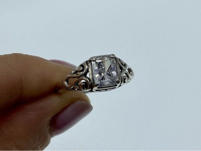 925 Sterling Silver White CZ Openwork Ring Size 9.5
