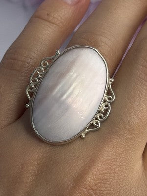 Vintage 925 Sterling Silver Rink Abalone Ring Size 6.5