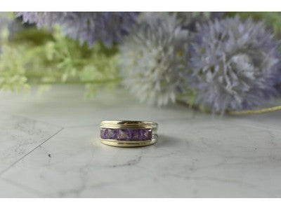 925 Sterling Silver Purple Tourmaline Ring Size 7
