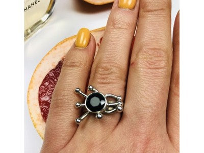925 Sterling Silver Black Tourmaline (Sherl) Ring Size 6.5