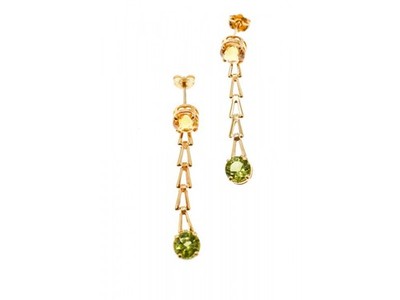 14K Yellow Gold Heliodor & Tsavorite Earrings