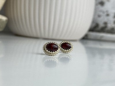 925 Sterling Silver Agate Stud Earrings
