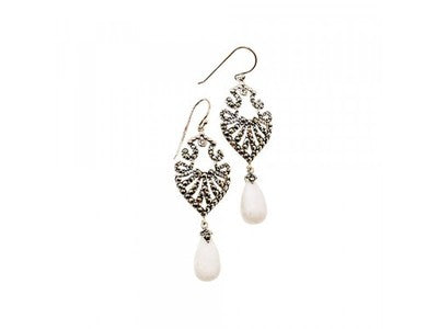 925 Sterling Silver Mother OF Pearl & Marcasites Earrings