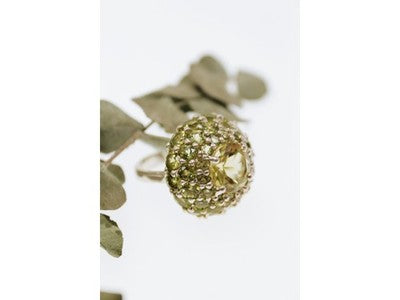 925 Sterling Silver Peridot "Summer Flower" Ring Size 7