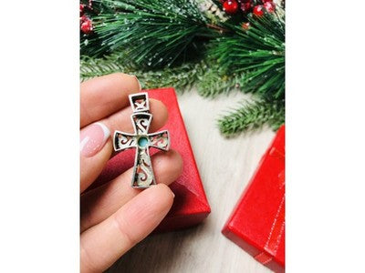 925 Sterling Silver Turquoise Cross Pendant