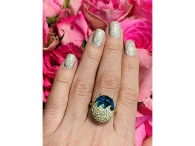 925 Sterling Silver Alpanite & CZ Ring Size 6.5