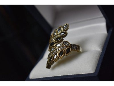 925 Sterling Silver with Gilding Alpanite & CZ Ring Size 9