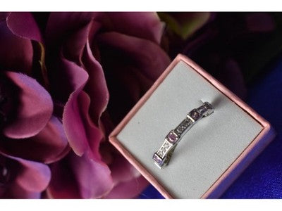 925 Sterling Silver Pink & White CZ Ring Size 10.25
