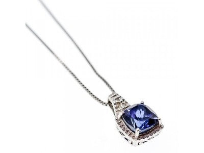 925 Sterling Silver Sapphire & Diamond Chain With Pendant