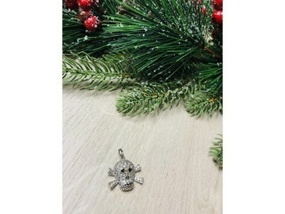 925 Sterling Silver CZ Skull Pendant
