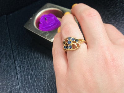 Gold Plated Ring With Dark Blue CZ Size 6.5