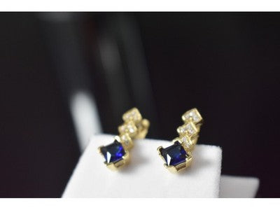 925 Sterling Silver Gold Plated Alpanite & CZ Earrings Turkey