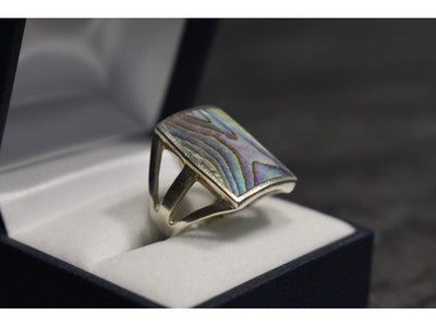 925 Sterling Silver Haliotis Ring Size 10