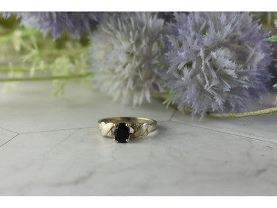925 Sterling Silver Black Spinel Ring Size 8.5